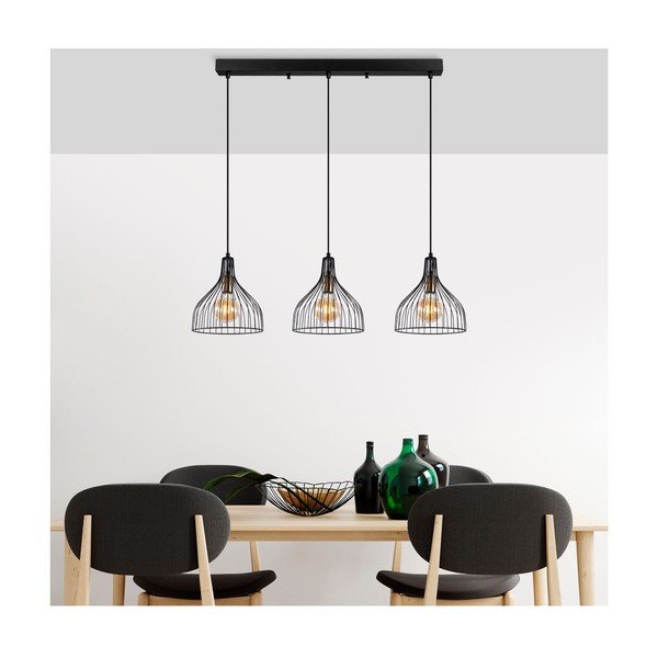 Lustră neagră cu abajur din metal Cafu – Opviq lights-image-1