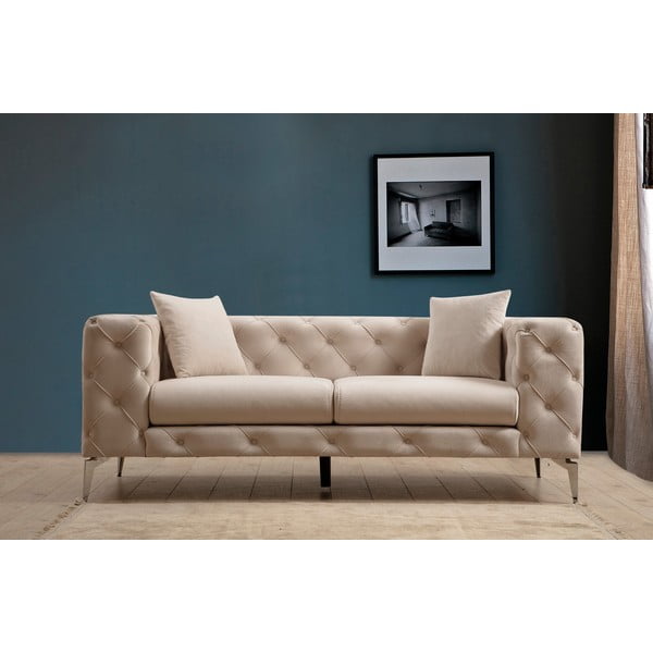 Canapea bej cu tapițerie din catifea 197 cm Como – Balcab Home