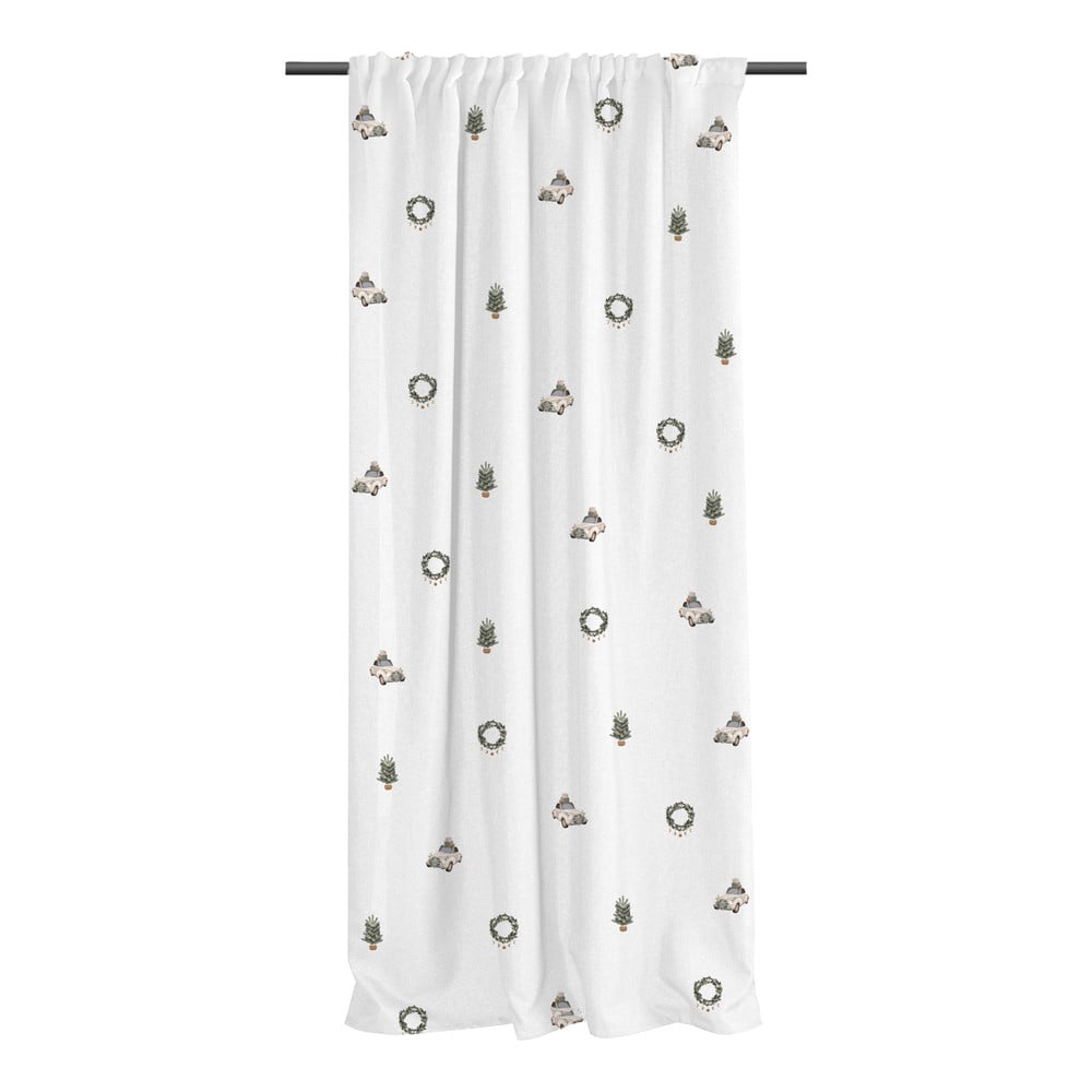 Draperie albă din bumbac satinat 110x250 cm Festive Car – Butter Kings