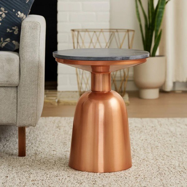 Măsuță auxiliară rotundă cu blat din marmură ø 48 cm Amira – Premier Housewares-image-2