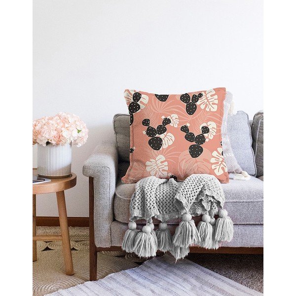 Față de pernă din amestec de bumbac Minimalist Cushion Covers Chenille, 55 x 55 cm, roz piersică-image-2