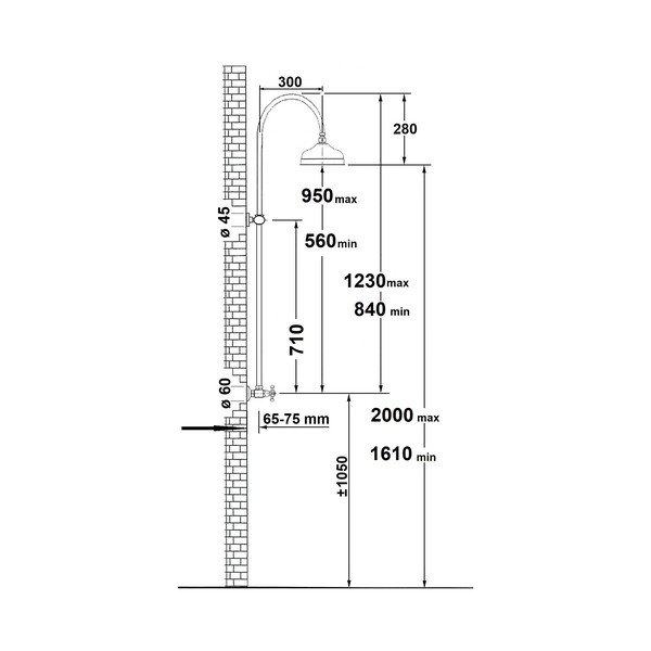 Set de duș argintiu lucios din alamă 123 cm cu duș suspendat Antea – Sapho-image-1
