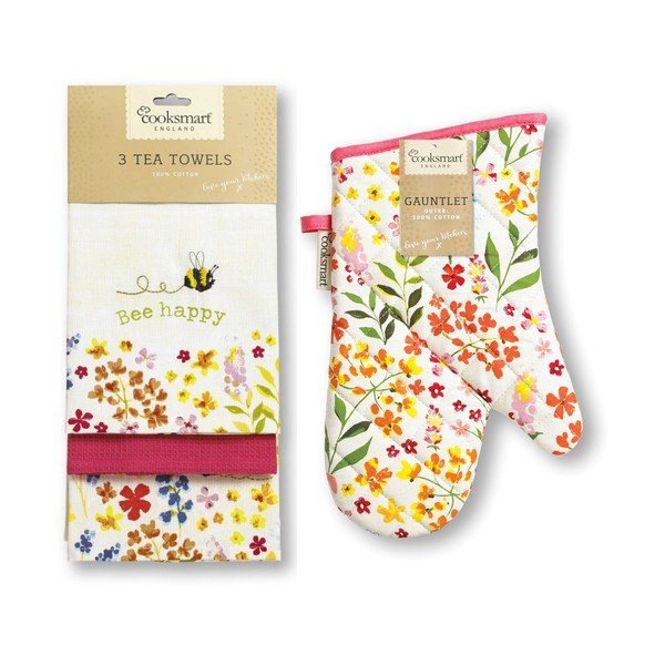Set cu prosoape și mănușă de bucătărie 4 buc. Bee Happy – Cooksmart ®
