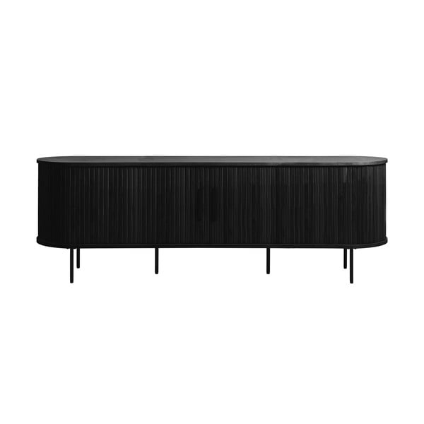 Comodă TV neagră cu aspect de lemn de stejar 56x180 cm Nola – Unique Furniture