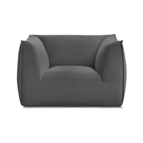 Fotoliu gri închis cu tapițerie din catifea reiată Giorgia – Bobochic Paris-image-2