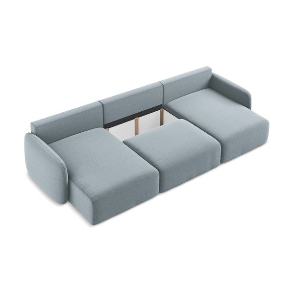 Colțar albastru extensibil/cu spațiu de depozitare cu tapițerie din catifea (în formă de "U") Kalena – Makamii-image-4