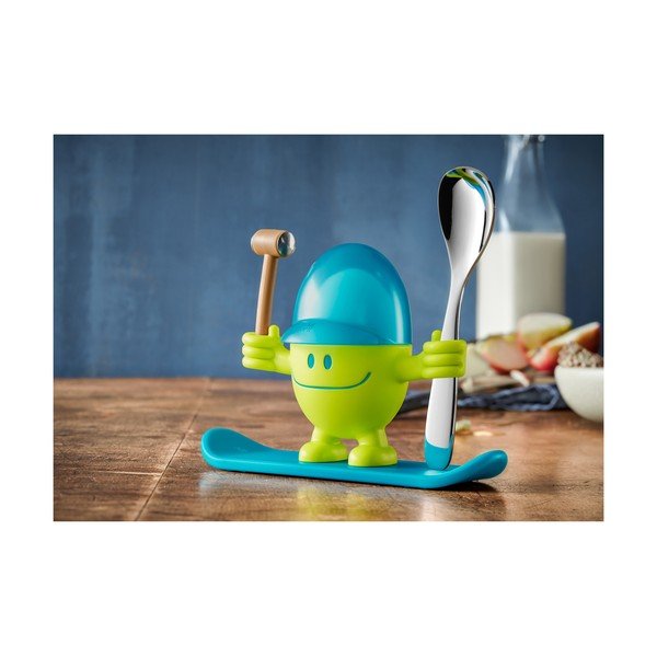 Suport pentru ou cu lingură WMF Cromargan® Mc Egg, albastru - verde-image-1