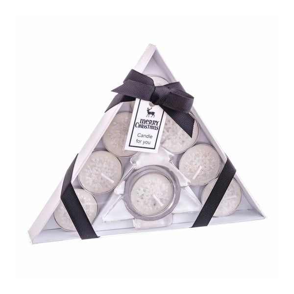 Set de lumânări și sfeșnic de ceai 8 buc.  cu model de Crăciun – Casa Selección