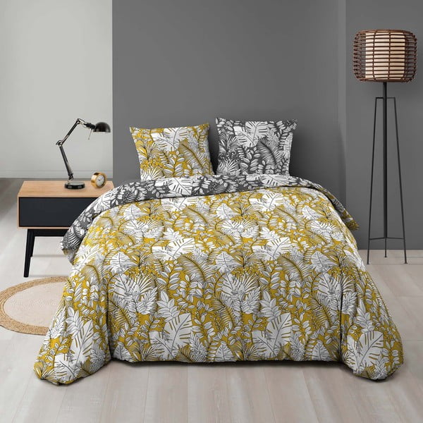 Lenjerie de pat galbenă din microfibră pentru pat dublu/extinsă 240x220 cm Calaos – douceur d'intérieur
