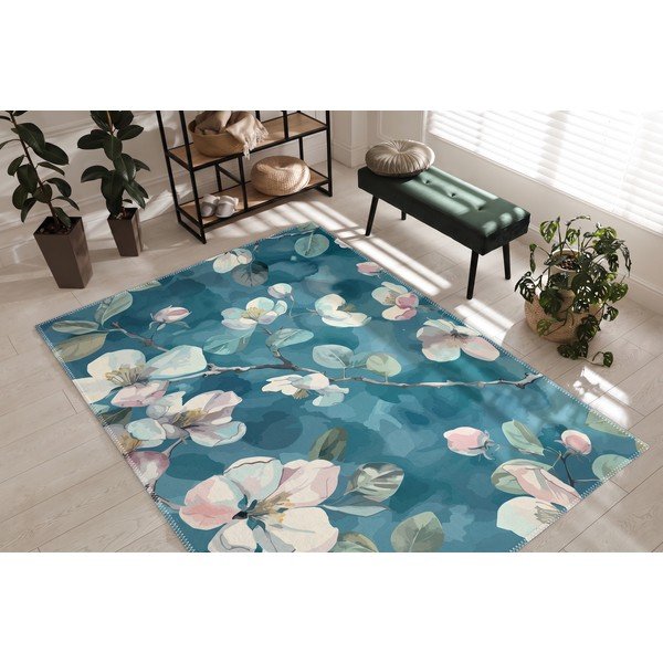 Covor albastru lavabil 50x80 cm Bloom – Vitaus-image-2