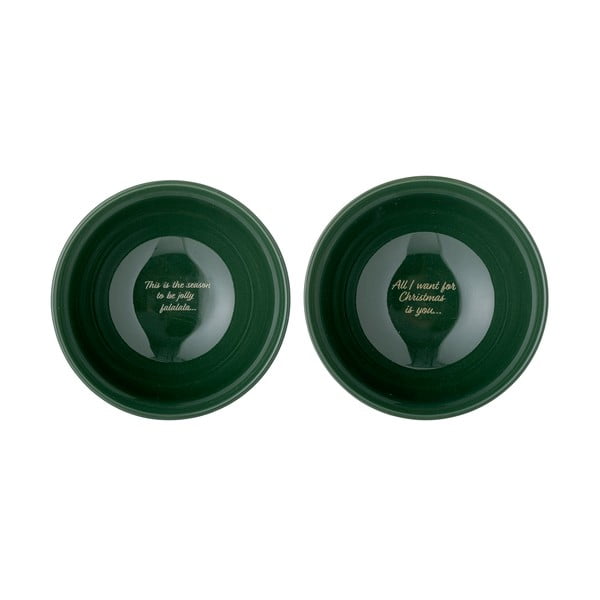 Boluri mici albe/verde 2 buc. din gresie 500 ml  cu model de Crăciun Grazia – Bloomingville-image-2