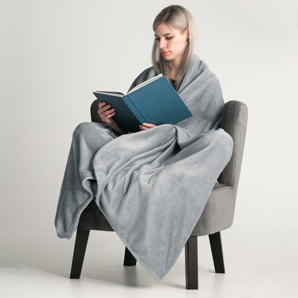 Pătură din microfibră DecoKing Mic, 160 x 210 cm, gri deschis-image-1