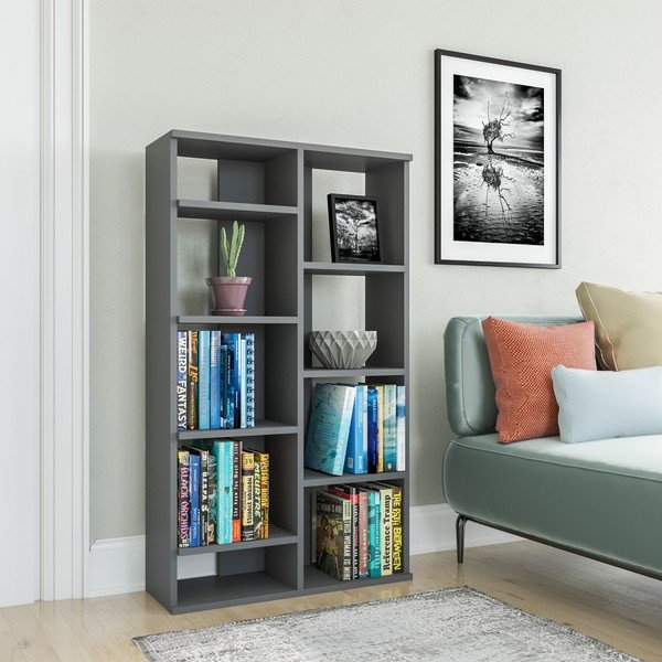 Bibliotecă gri antracit 72x124 cm Keota – Kalune Design-image-2