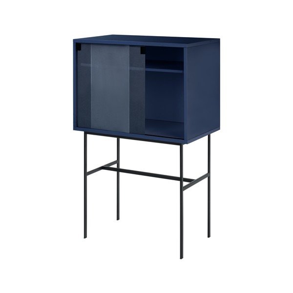 Vitrină albastru-închis cu ușă glisantă 70x109x40 cm Lekko – noo.ma