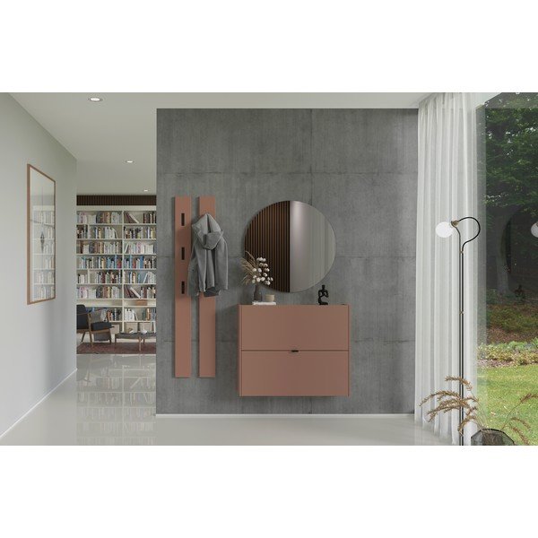 Pantofar maro cu deschidere înclinată/suspendat cu aspect de lemn de stejar 100x83x18 cm Ameca – Germania-image-1