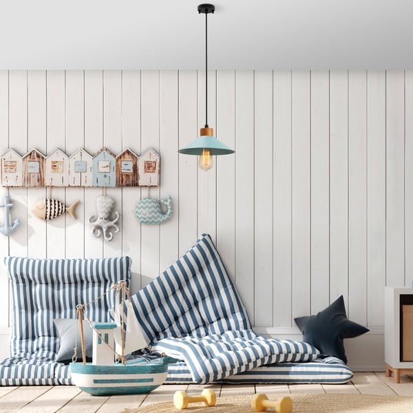 Lustră turcoaz/în culoare naturală cu abajur din metal ø 24 cm Manavgat – Opviq lights-image-1