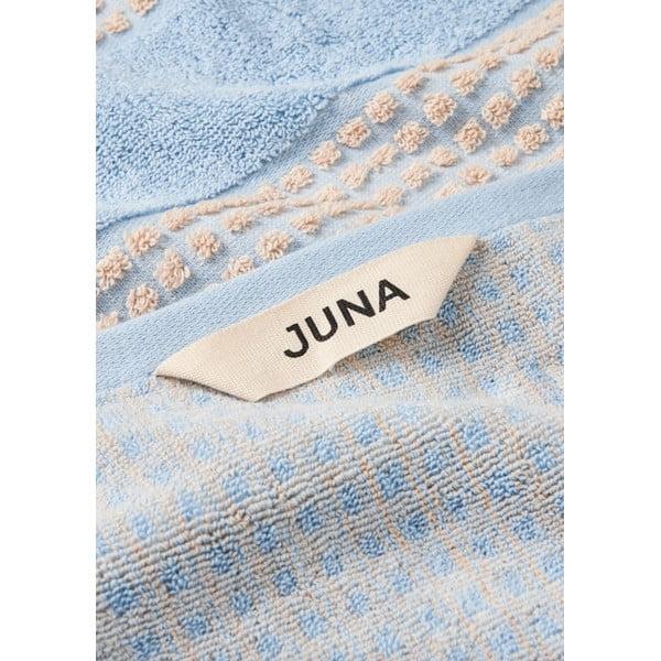 Prosop albastru deschis/bej din bumbac organic 50x100 cm Check – JUNA-image-1