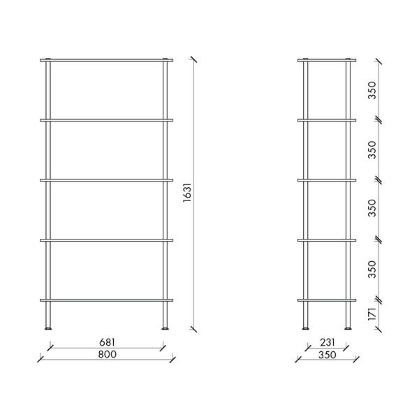 Etajeră albastră cu aspect de lemn de stejar 80x163x35 cm Teidi – noo.ma-image-4
