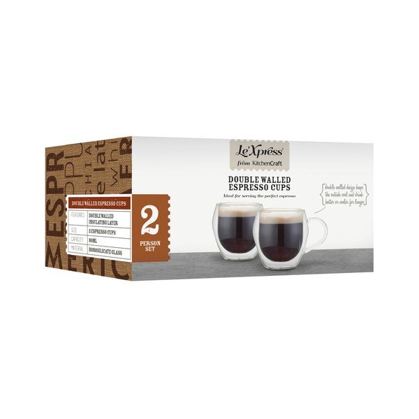 Două cești de sticlă pentru espresso Kitchen Craft Le'Xpress, 80 ml-image-2