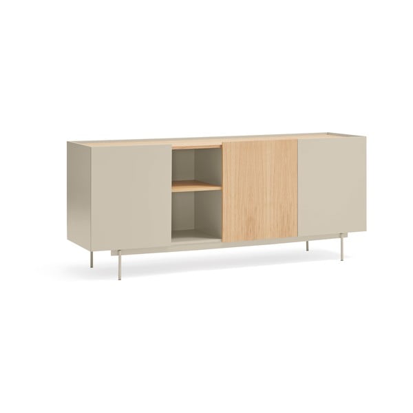 Comodă bej-natural joasă cu aspect de lemn de stejar 180x78 cm Otto – Teulat-image-1