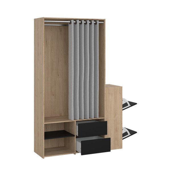 Set pentru hol negru/cu  aspect de lemn de stejar Kit – Tvilum-image-3