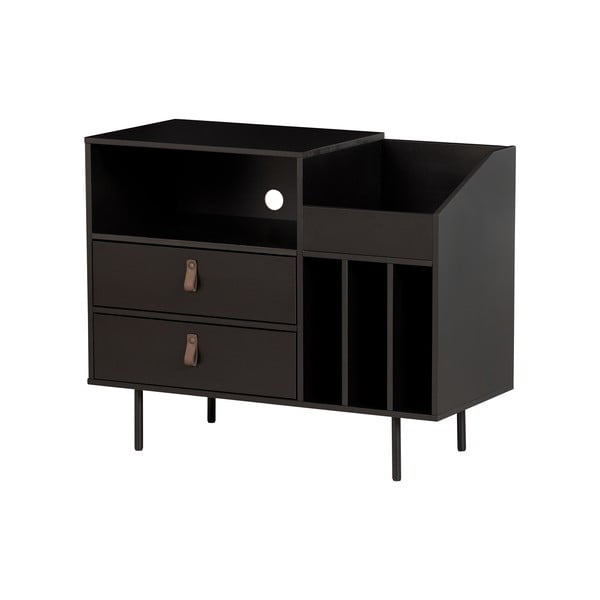 Dulap pentru pick-up și discuri din lemn de pin negru 90x73 cm Jackson - WOOOD-image-1