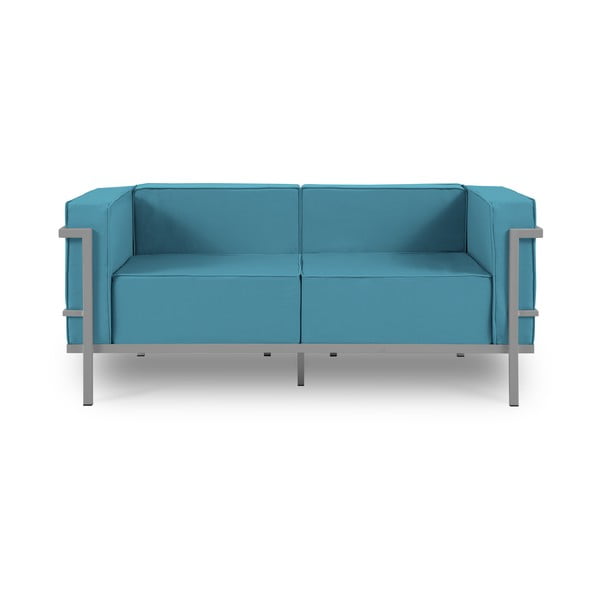 Canapea cu două locuri, adecvată pentru exterior Calme Jardin Cannes, albastru - gri