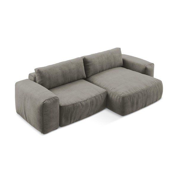 Colțar gri extensibil cu tapițerie din chenille (cu colț pe partea dreaptă/cu șezlong) Kuki – Makamii-image-3