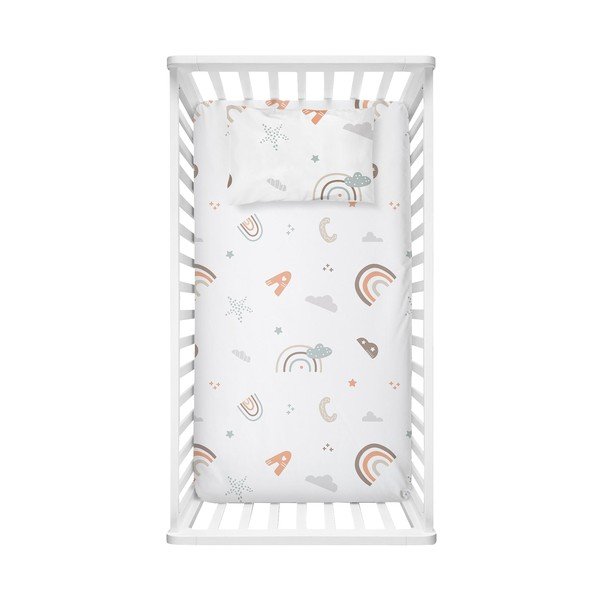 Cearceaf pentru copii alb din bumbac ranforcé pentru pătuț 100x150 cm Abc – Mijolnir