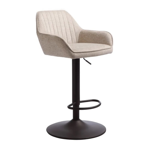 Scaun de bar bej cu înălțime ajustabilă/cu cotiere tapițat (înălțime șezut 65 cm) Nolan – Unique Furniture
