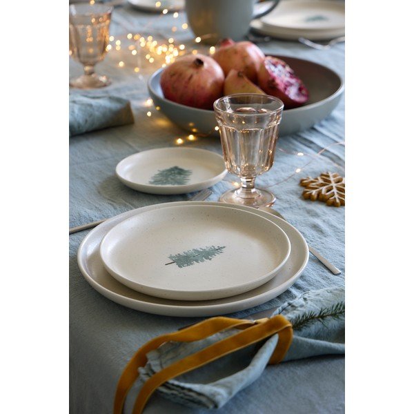 Farfurii crem 4 buc. pentru desert  din gresie ø 22 cm  cu model de Crăciun Pacifica Christmas Tree – Casafina-image-4