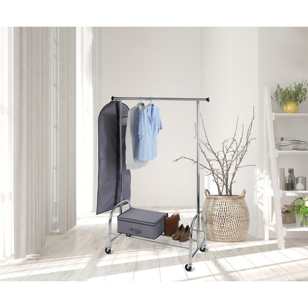 Suport pentru haine argintiu cu roți din metal Profi – Wenko-image-1