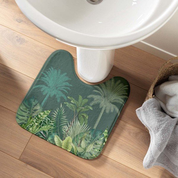 Covoraș de baie verde pentru WC din material textil 45x45 cm Vagabonde – douceur d'intérieur-image-1