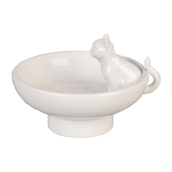 Castron ceramic Clayre & Eef, Ø 8 cm, pisică, alb