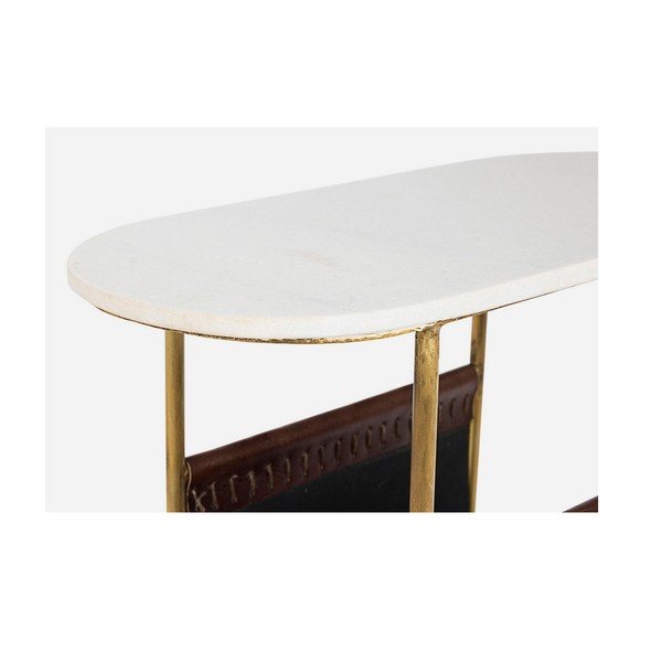 Masă consolă maro/aurie cu blat din marmură 23x53 cm Marmol – Bizzotto-image-4