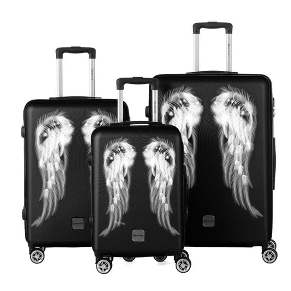 Set 3 trolere cu roți Berenice Wings, negru