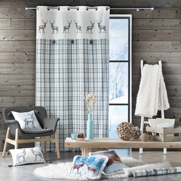 Draperie albă/albastră 140x240 cm Megeve – douceur d'intérieur-image-2