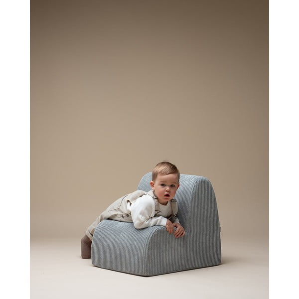 Fotoliu de copii verde mentă cu tapițerie din catifea reiată Cloud – Wigiwama-image-3