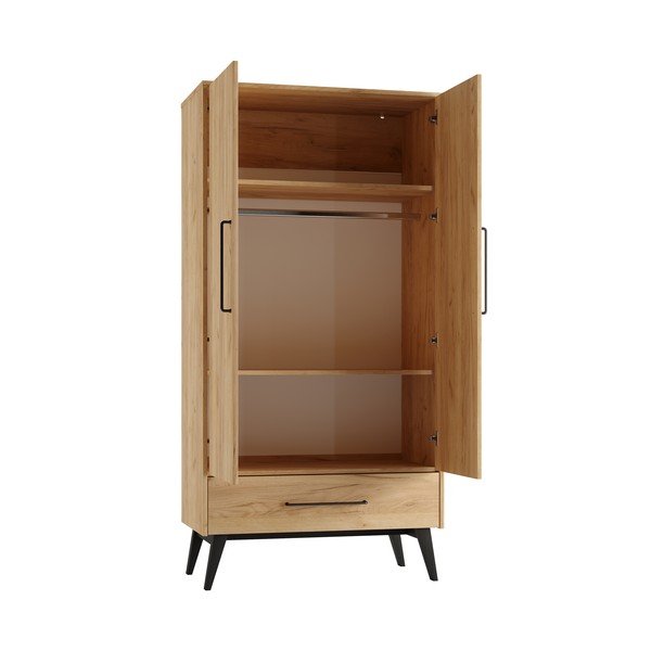 Șifonier de copii în culoare naturală cu aspect de lemn de fag 100x200 cm Retro – Pinio-image-3