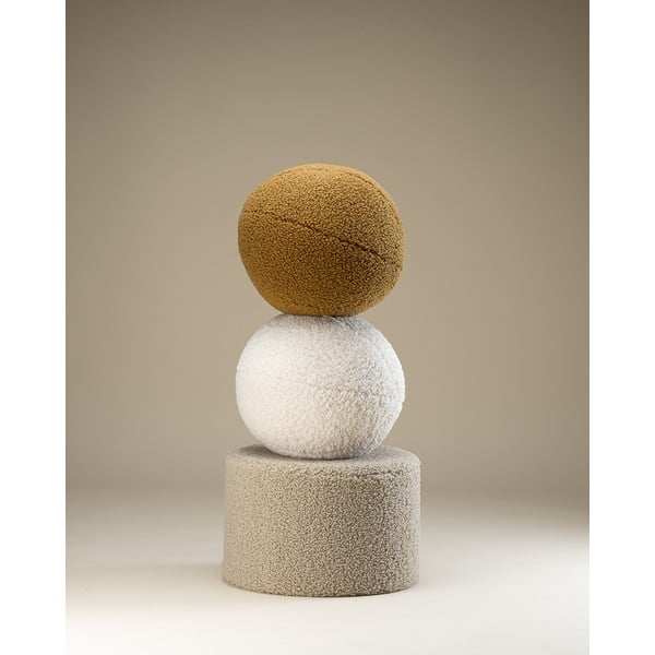 Puf de copii maro deschis cu tapițerie din țesătură bouclé – Wigiwama-image-4