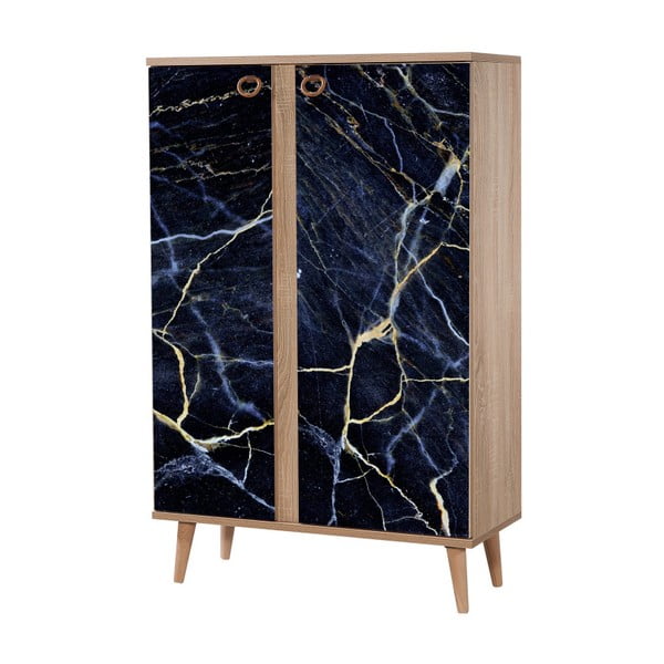 Comodă variabilă cu 2 uși Newbox Blue Marble, 126 x 80 cm