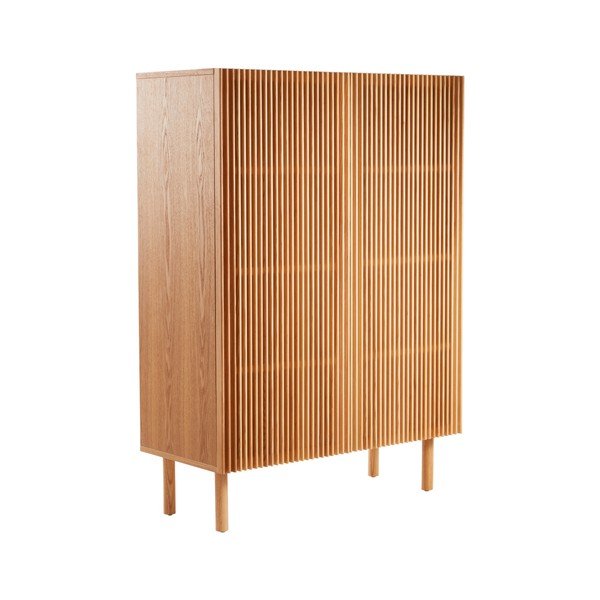 Dulap în culoare naturală cu aspect de lemn de frasin cu orificiu pentru cabluri 100x140x45 cm Sion – Jotex
