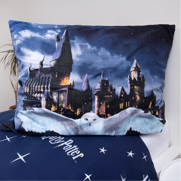 Lenjerie de pat pentru copii albastru-închis/gri din microfibră pentru pat de o persoană 140x200 cm Harry Potter "Hogwarts Night" – Jerry Fabrics-image-3