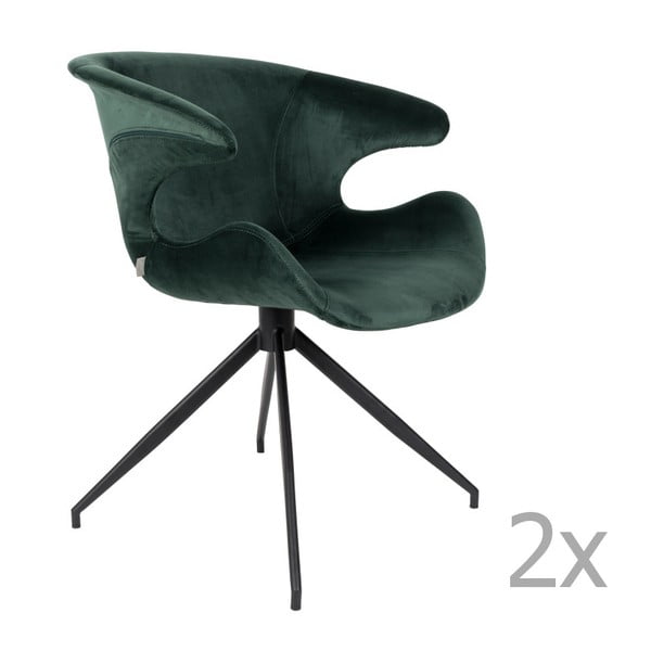 Set 2 scaune cu cotiere Zuiver Mia, verde