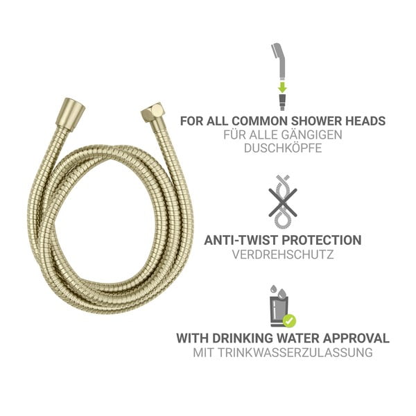 Furtun de duș auriu mat din oțel inoxidabil 150 cm Brass – Wenko-image-3