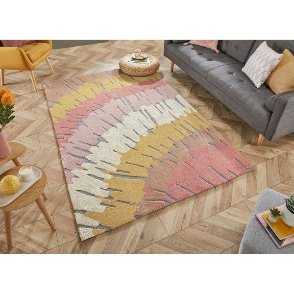 Covor Flair Rugs Woodgrain, 120x170 cm, roz-galben-image-4