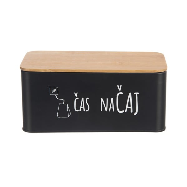 Cutie pentru ceai neagră/în culoare naturală din metal – Orion