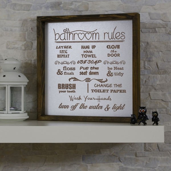Semn 34x34 cm Bathroom Rules – Evila Originals-image-1