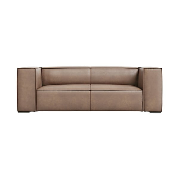 Canapea maro deschis cu tapițerie din piele 212 cm Madame – Windsor & Co Sofas