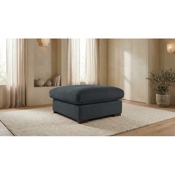 Taburet gri cu tapițerie din catifea reiată Comfy – Scandic-image-1